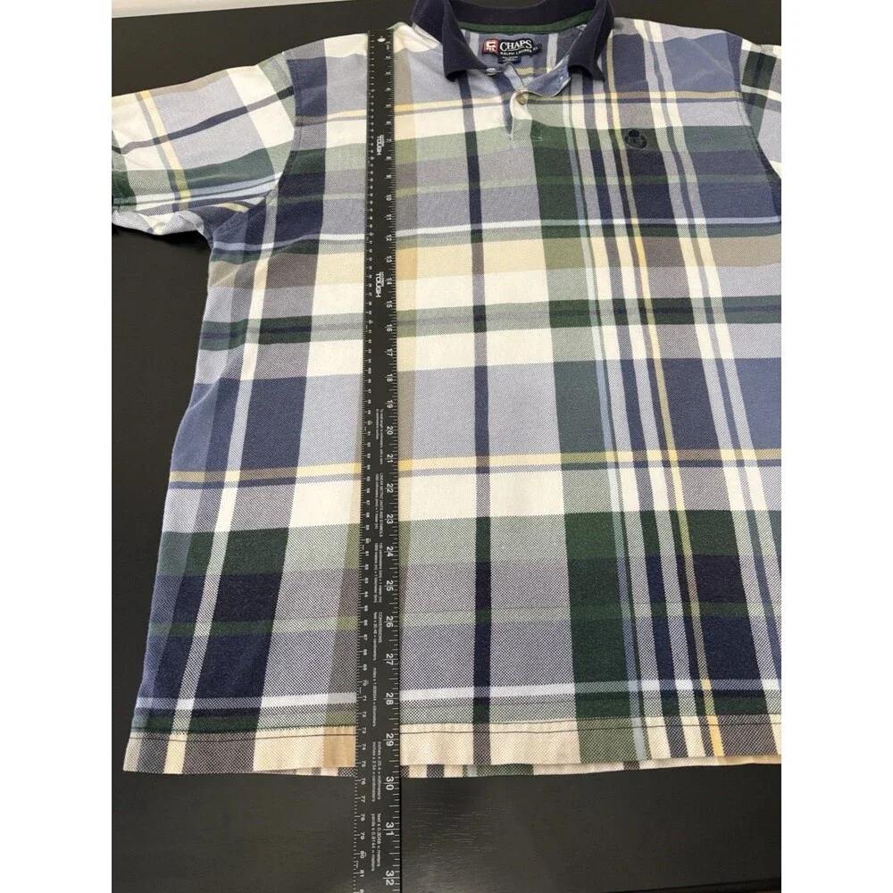 Ralph Lauren Chaps Polo Shirt Plaid XL, Vintage 90s,